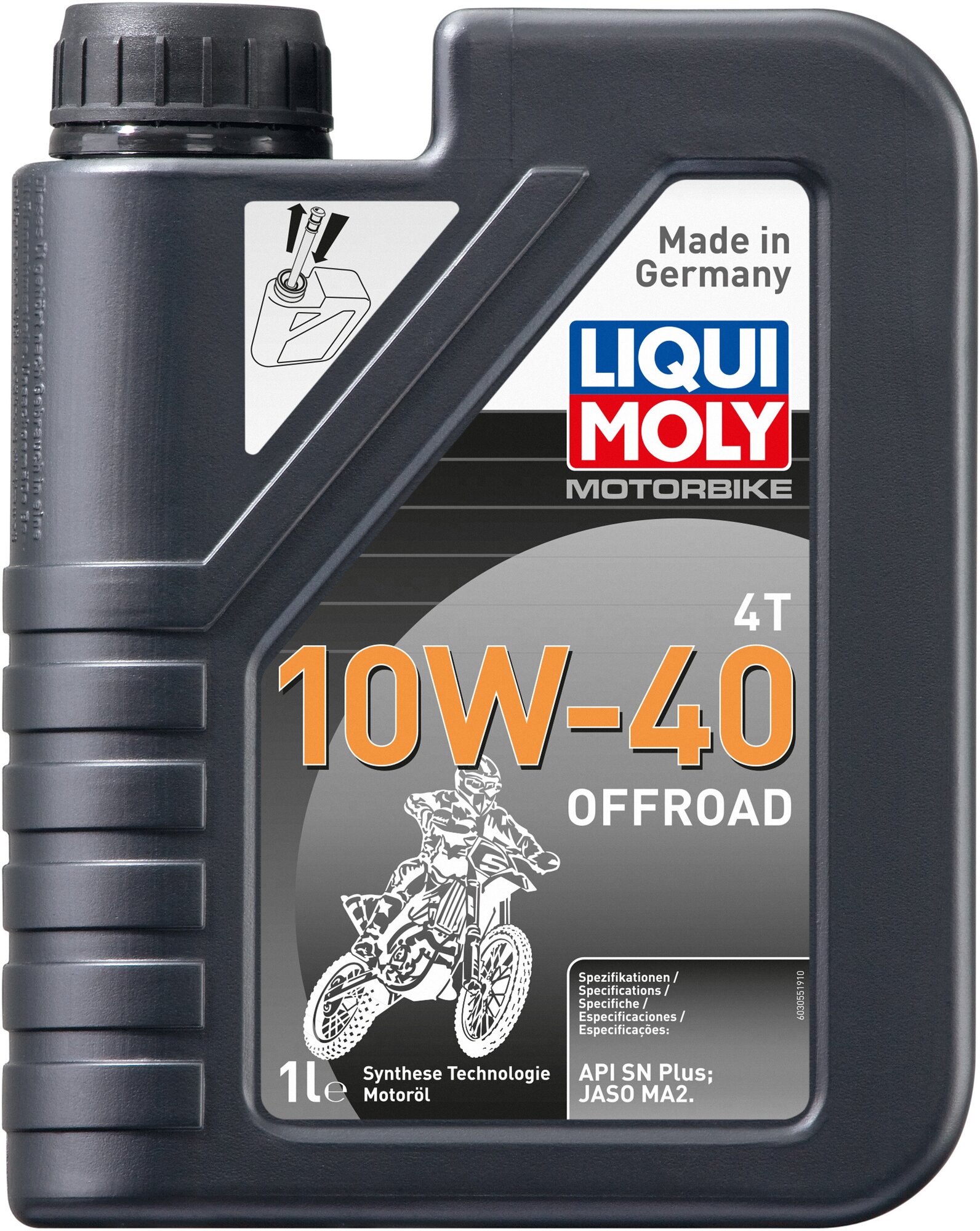 3055 LiquiMoly НС-синтетическое моторное масло для 4-такт. мотоциклов Motorbike 4T Offroad 10W-40 1л