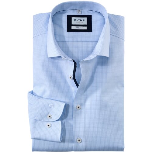 фото Рубашка мужская olymp level five body fit бело-голубая клетка арт. 20882411 размер 44