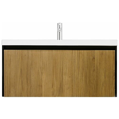 Тумба с раковиной Velvex Klaufs 100.1Y.NEW подвесная, черная, шатанэ