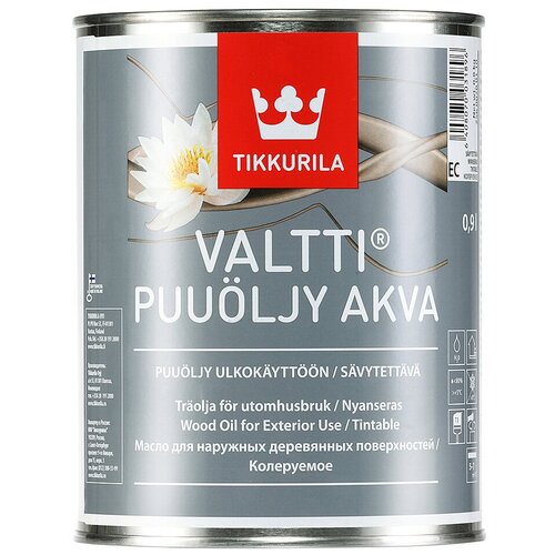 Масло-воск Tikkurila Valtti Puuöljy Akva, бесцветный, 0.9 л