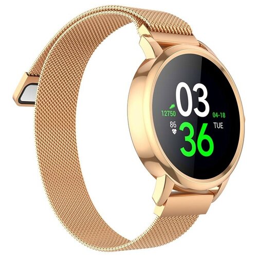 Умные Круглые часы ROUND QUALITY / Smart Watch iOS/Android / Круглые наручные Часы / Розовое золото