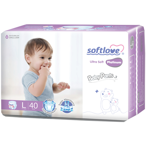 фото Трусики-подгузники softlove platinum l (9-14кг) 40шт.