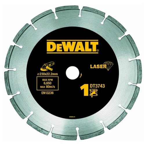 фото Dewalt диск алм. dewalt dt3743-xj сегментный универсальный, 230x22.2x2.4мм