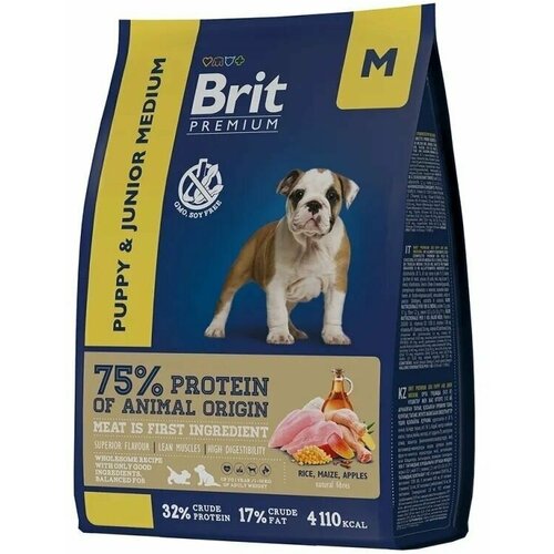 Brit Premium Dog Puppy and Junior Medium 2шт по 1кг курица сухой для щенков и молодых собак