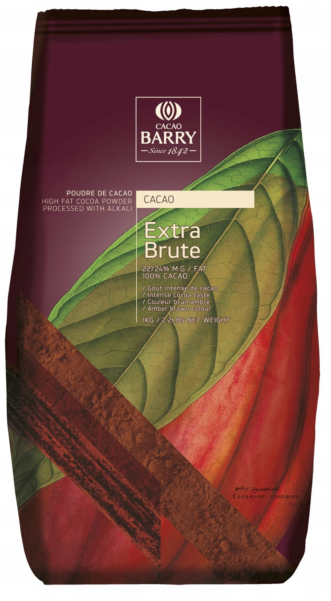 Какао порошок темно-красный 100% Extra Brute 1кг Cacao Barry DCP-22SP-RT-760 Франция