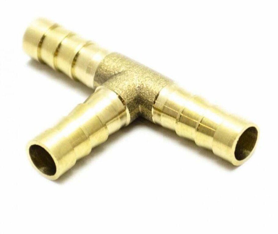 фото Тройник латунный соединительный штуцер 10 мм