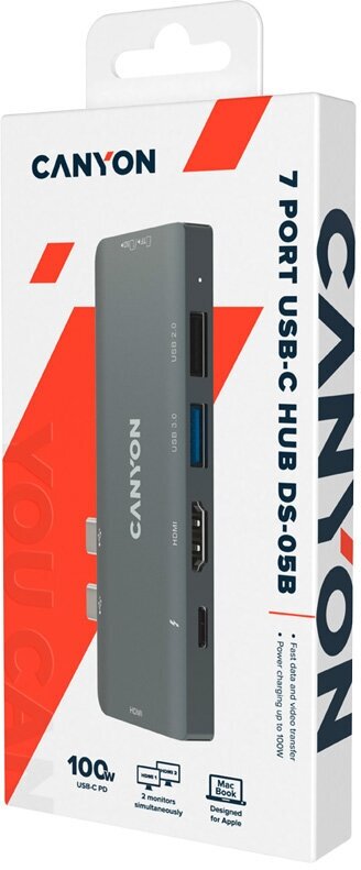 USB-концентратор Canyon 7-в-1 (CNS-TDS05B) разъемов: 2