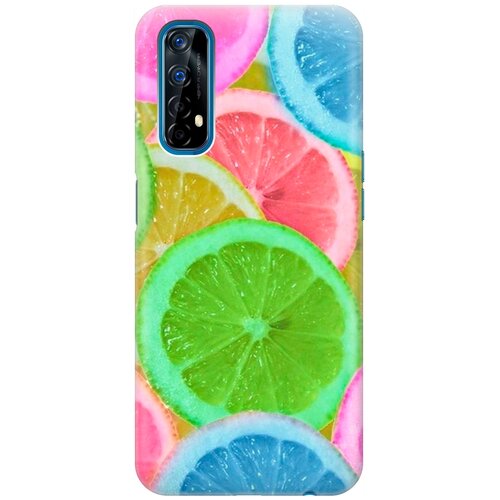 фото Ультратонкий силиконовый чехол-накладка для realme 7 с принтом "разноцветные лимоны" gosso