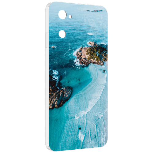 Чехол MyPads красивый голубой залив для UleFone Note 12 / Note 12P задняя-панель-накладка-бампер
