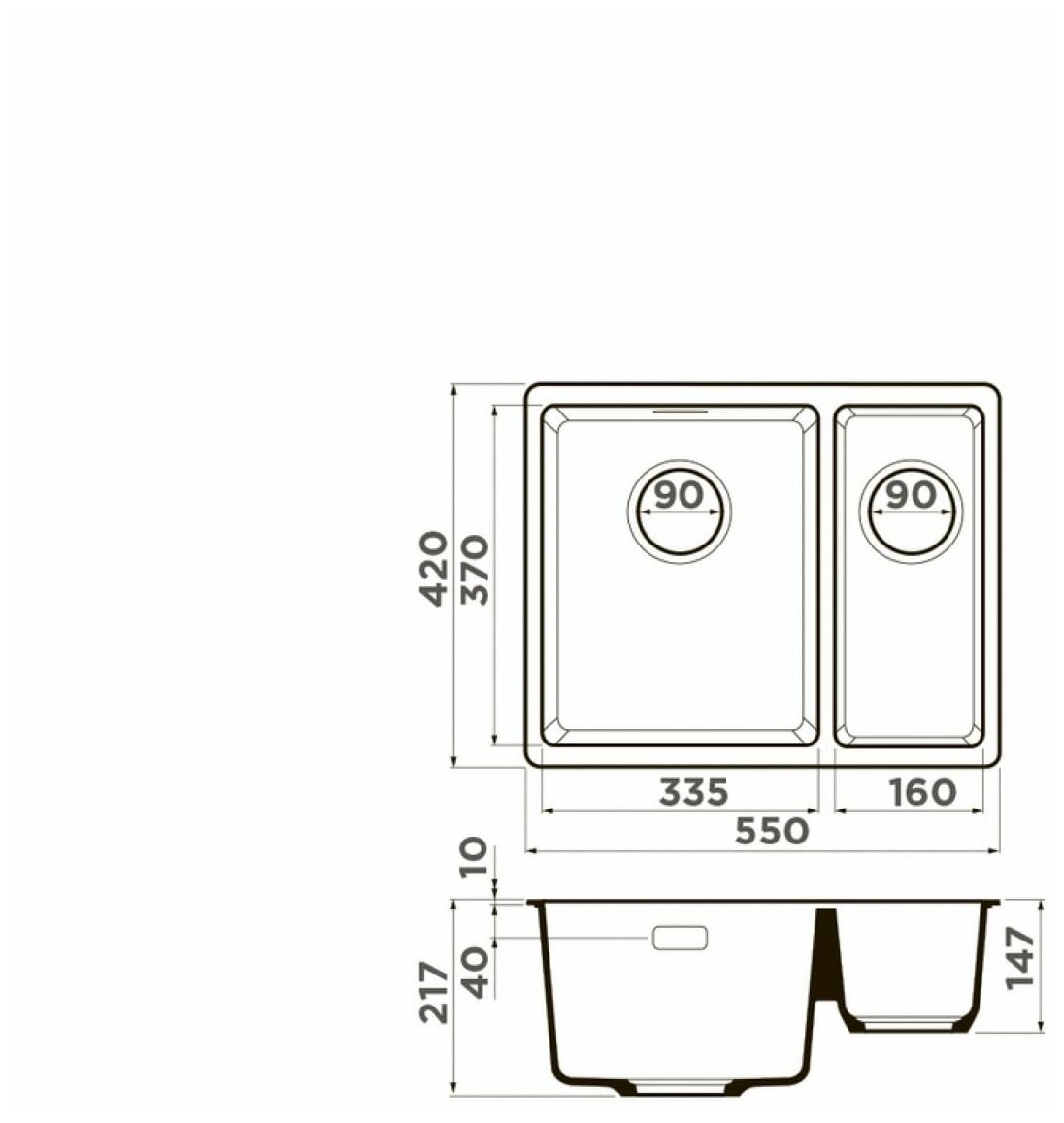 Кухонная мойка Omoikiri Kata-55-2-U-CA - фотография № 3