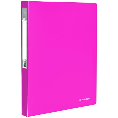фото Brauberg папка на 2 кольцах neon а4, 25 мм розовая