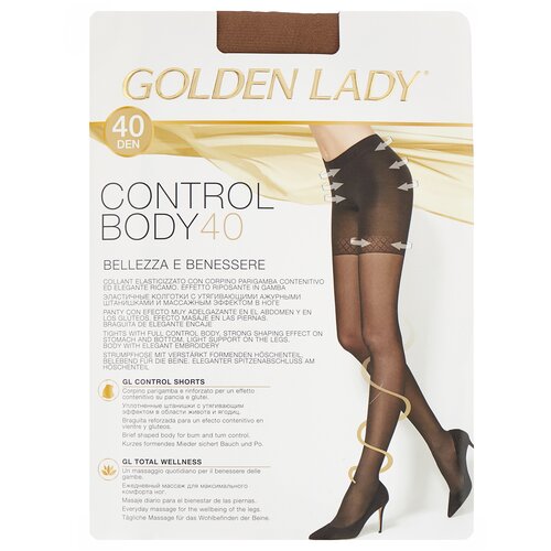 фото Колготки golden lady control body, 40 den, с ластовицей, утягивающие, с шортиками, размер 3, бежевый, коричневый