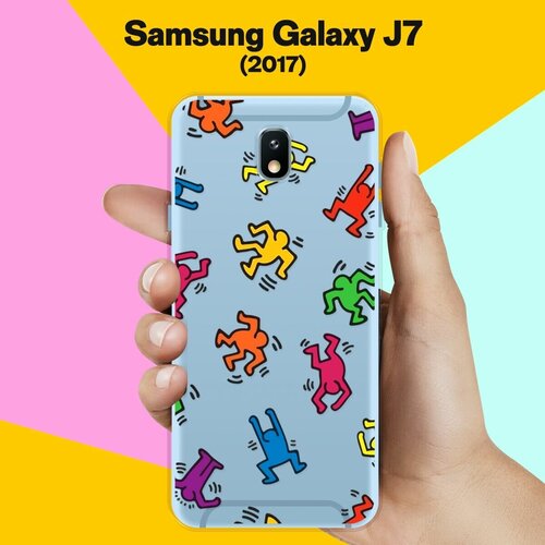 Силиконовый чехол на Samsung Galaxy J7 (2017) Человечки / для Самсунг Галакси Джей 7 2017 жидкий чехол с блестками сладкий пончик в глазури на samsung galaxy j7 2017 самсунг галакси джей 7 2017