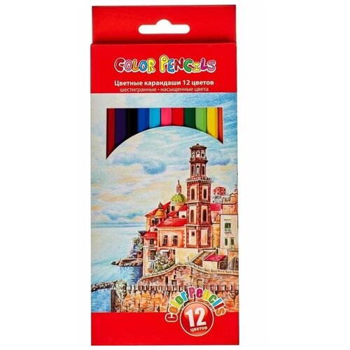 карандаши цветные 18 цветов faber castell замок l 175мм d 7мм d 3мм 12 3шт 6гр точилка картон 110312 12 уп Карандаши цветные 12 цветов (L=175мм, d=2.65мм, 6гр, пластиковый корпус), 12 уп.