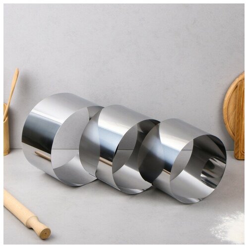 Набор форм для выпечки и выкладки «Круг», d- 20, 22, 24, h-14 см, 3 шт