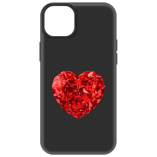 Чехол-накладка Krutoff Soft Case Рубиновое сердце для iPhone 14 Plus черный чехол накладка krutoff soft case рубиновое сердце для iphone 14 pro черный