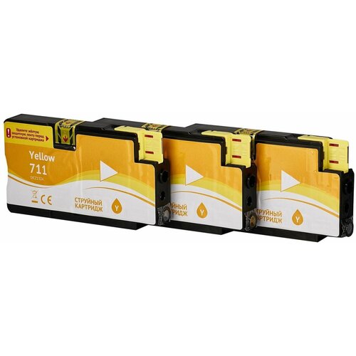 картридж 711 для hp designjet t120 t520 cz136a 3 pack sakura желтый 3 шт. Картридж струйный Sakura 711 / CZ136A желтый, водорастворимый тип, 26 мл. для HP (SICZ136A)