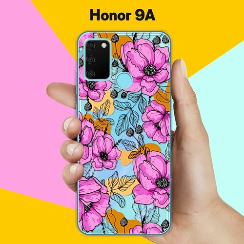 Силиконовый чехол на Honor 9A Фиолетовые цветы / для Хонор 9А силиконовый чехол цветы фиолетовые на honor 9a