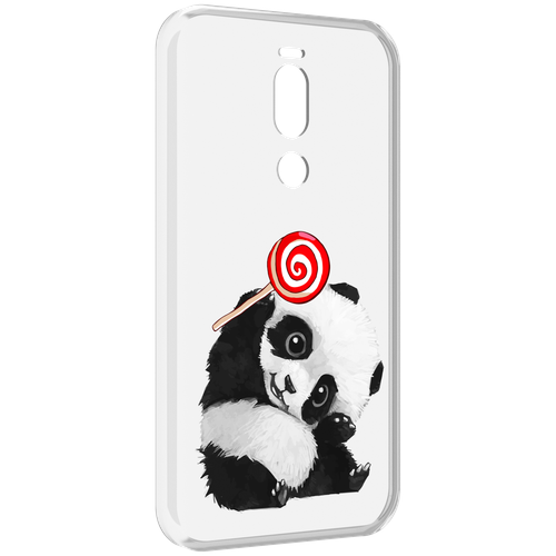 Чехол MyPads панда с леденцом для Meizu X8 задняя-панель-накладка-бампер