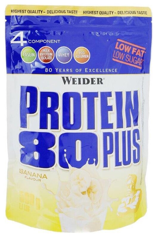 Weider Protein 80 Plus, 500 г, вкус: банан