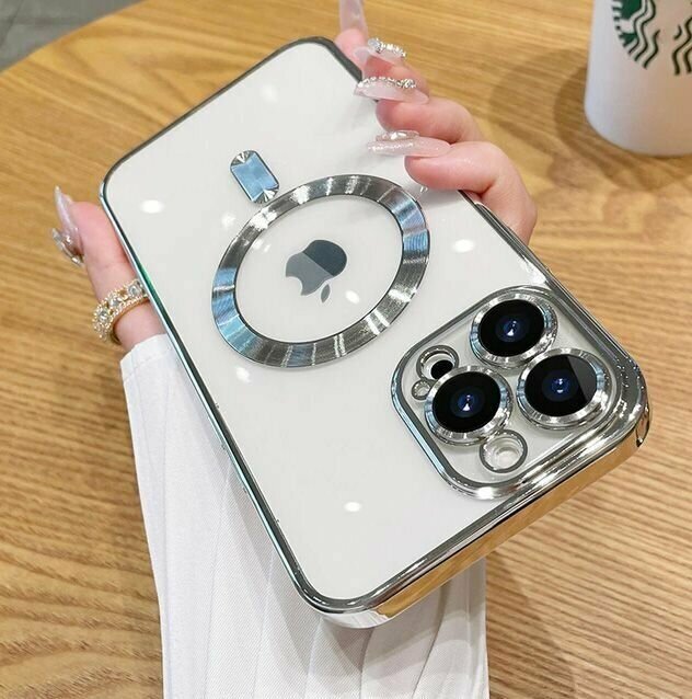 ReBronShop / Чехол на iPhone 12 с MagSafe / Айфон 12 с MagSafe магнитом силикон, с защитой камеры