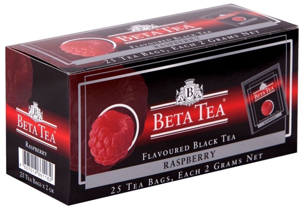 Чай Beta фр. Raspberry с ароматом малины, конверт 2 г*25 пак - фотография № 1