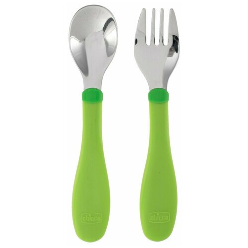 Набор для кормления Chicco Metal Cutlery голубой