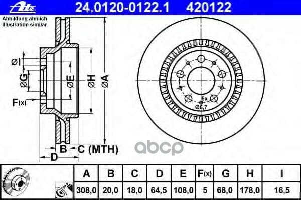 Диск Тормозной Задн, Volvo: Xc90 2.5 T/3.2/3.2 Awd/D3/ D5/D5/T6/V8 02- Ate арт. 24.0120-0122.1