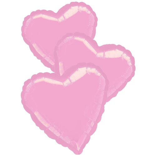 Набор воздушных шаров Anagram сердца Пастель, Розовый, 46 см, 3 шт
