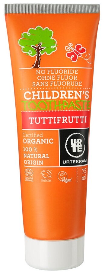 Зубная паста Urtekram Tuttifrutti Organic, 75 мл, 75 г, белый