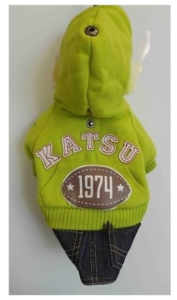 Комплект Katsu Шарм"куртка с капюшоном +джинсовая юбка зеленый XL, 40х56х36см