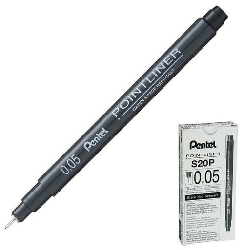 Ручка капиллярная Pentel Pointliner 0.05 мм, чернила черные S20P-05A