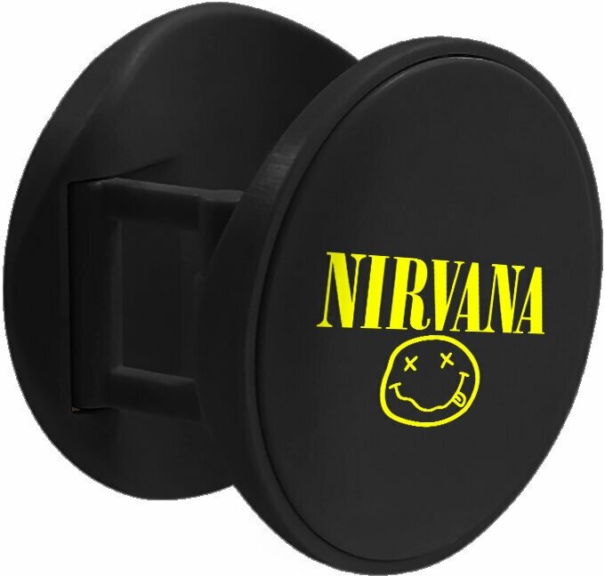 фото Попсокет усиленный Solid "Nirvana", черный/Кольцо держатель для телефона с принтом/ Подставка попсокет для телефона/Подарок другу, девушке