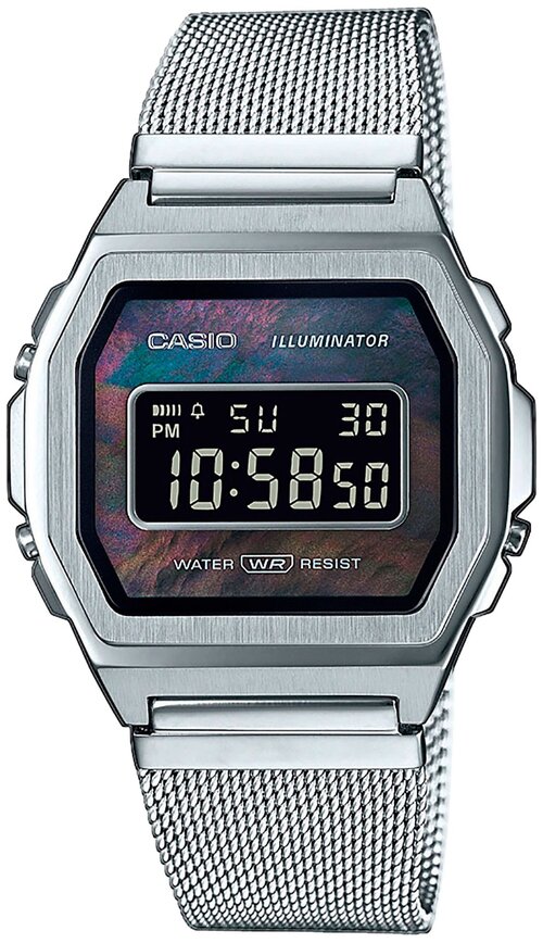 Наручные часы CASIO A1000M-1B, черный, серебряный