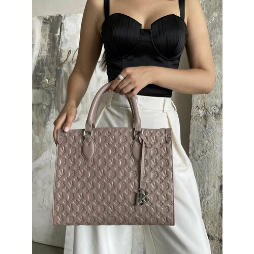 фото Сумка шоппер beautiful birds victoria mini, фактура тиснение, бежевый