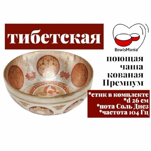 Bowls Mania Тибетская поющая чаша кованая Премиум, диаметр 26 см, нота Соль диез , 104Гц. sb rm le resonant пест для поющих чаш meinl