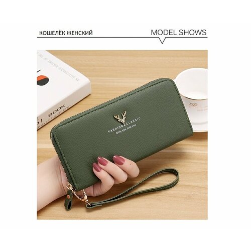 фото Кошелек , фактура гладкая, зеленый fashion classic brand trends