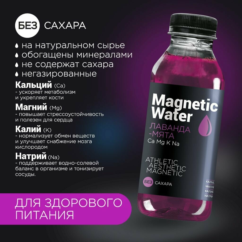 Напиток без сахара негазированный Magnetic Water с минеральной добавкой (Лаванда-Мята), 10 шт по 500 мл - фотография № 2