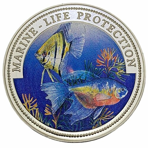 Либерия 20 долларов 1996 г. (Защита морских животных - Тропические рыбы) (Proof) монета коллекционная серебро птицы филиппины либерия 2006 год