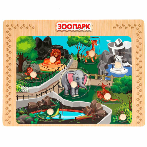 фото Деревянная рамка-вкладыш зоопарк буратино w0141 играем вместе