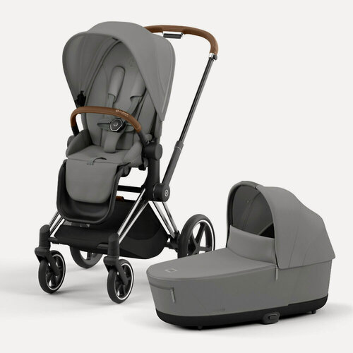 Изображение товара Детская коляска 2в1 Cybex Priam IV, цвет Mirage Grey / Chrome Brown (Серый / Серебристое шасси)