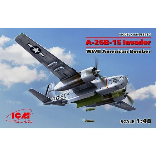 48282 ICM Американский бомбардировщик B-26B-15 Invader 1/48 сборная модель американского бомбардировщика война в корее b 26c 50 invader icm 48284