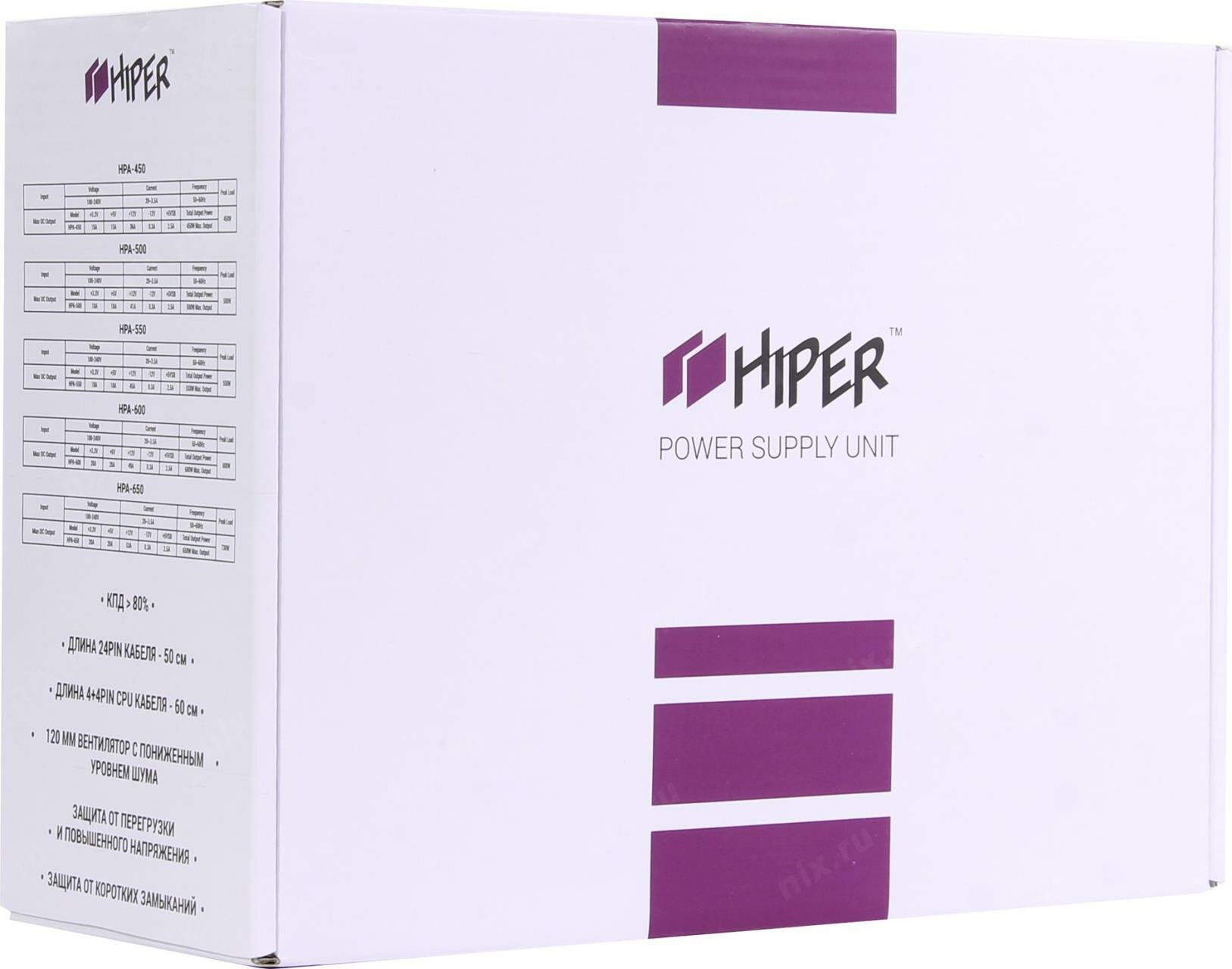 Блок питания HIPER HPA-550 550W black BOX - фото №16