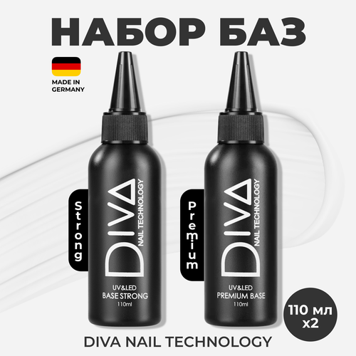 Набор, Diva Nail Technology, Premium base и Strong Base, 110 мл набор diva nail technology matte top 15 мл 2 шт