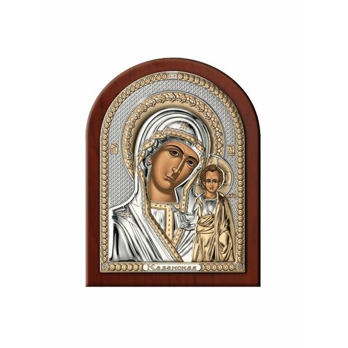 Казанская икона Богородицы. Икона в серебряном окладе. казанская икона богородицы в серебряном окладе в античной ризе