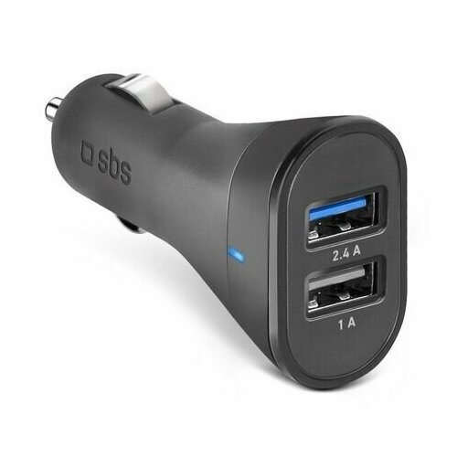 SBS Mobile Автомобильная быстрая зарядка 12/24 В, 2,4 А, 2 порта USB, 12 Вт, черная