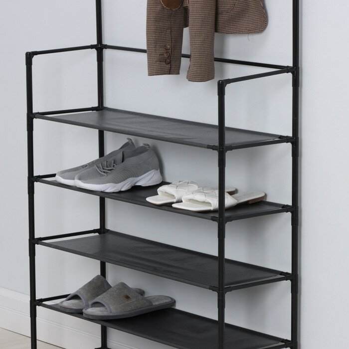LaDо́m Вешалка напольная для одежды с полками для обуви LaDо́m, 5 ярусов, 80×26×165 см, цвет чёрный