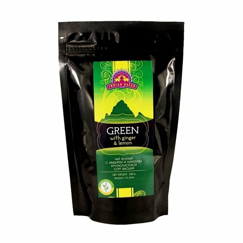 Чай зеленый с имбирём и лимоном INDIAN BAZAR 100 гр.