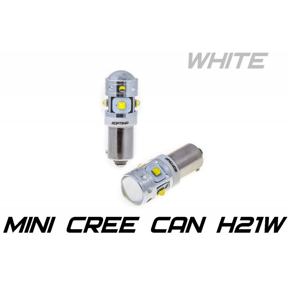 Светодиодная лампа H21W Optima MINI-CREE, CAN, CREE XB-D*6, 5500K, 12-24V, (BAY9S), 1 штука