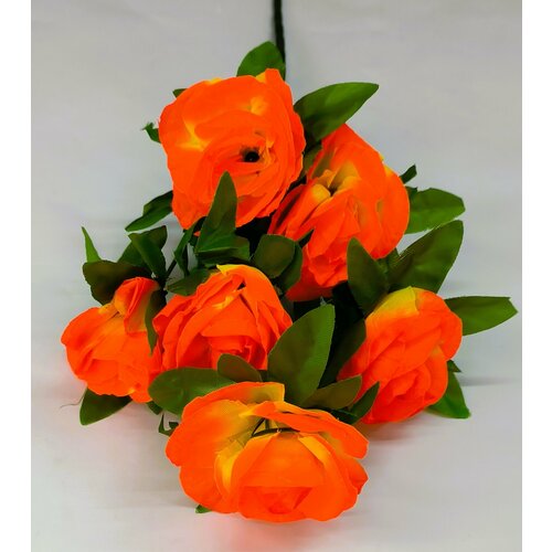 Розы оранжевые, 1 стебель высотой 40см, на каждом 6 бутонов диаметром 9 см